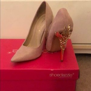 Nude/Pink shoes with gold heel